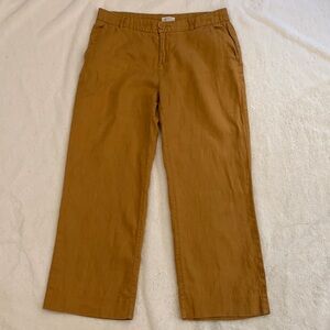 Garnet Hill 2021 100% Linen Pants Mustard Color Size 4 31 inch waist
